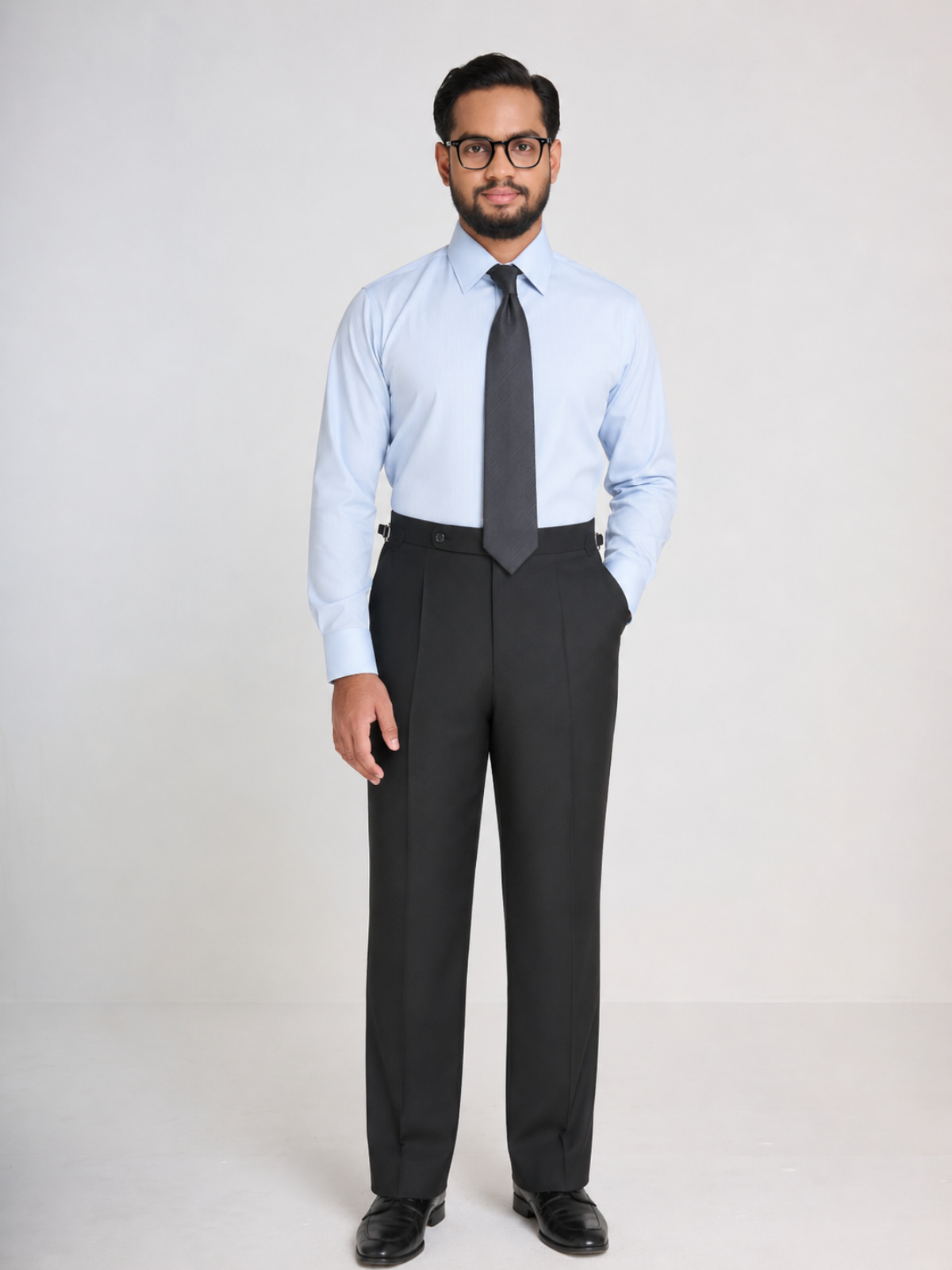 Sky Blue Pencil Stripe Spread Collar Shirt