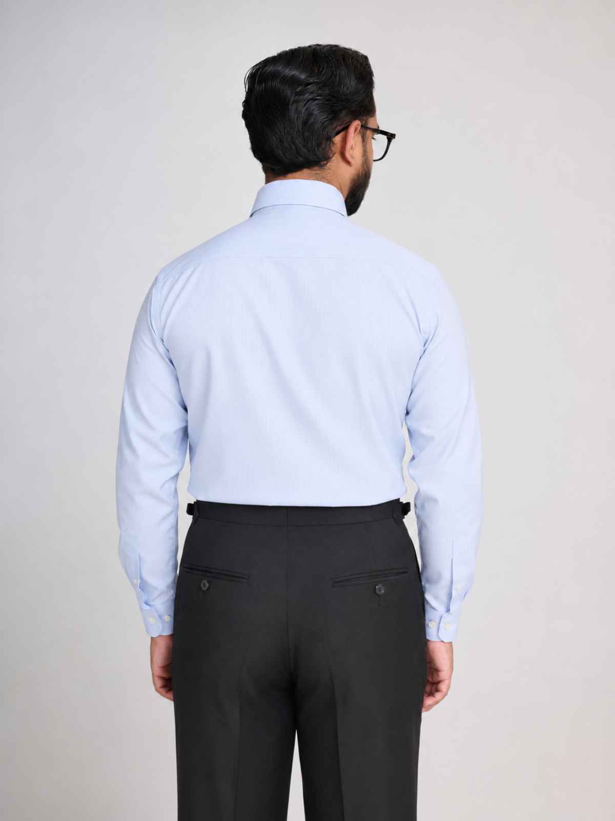 Sky Blue Pencil Stripe Spread Collar Shirt