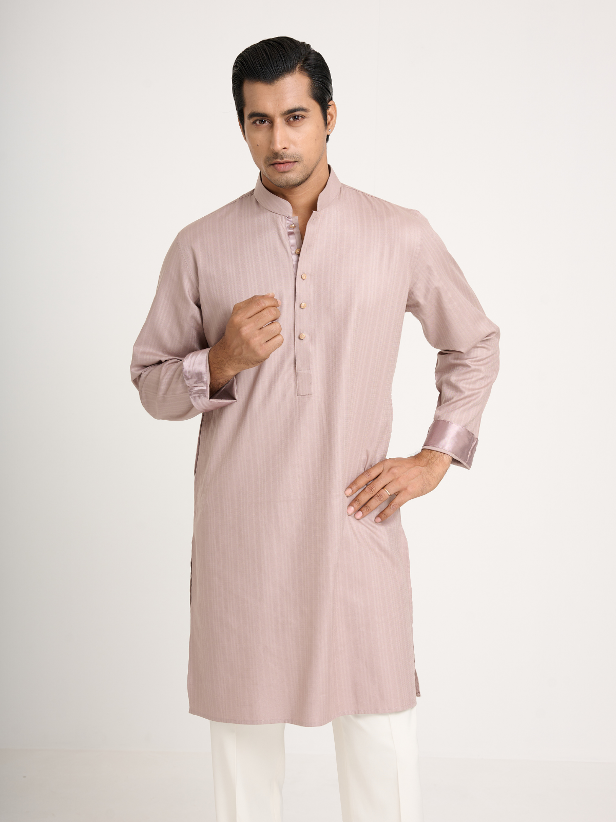 Mauve Self Print Kurta
