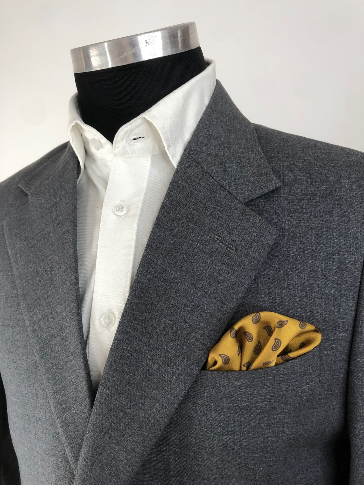 Golden with Mini Violet Paisley Silk Pocket Square