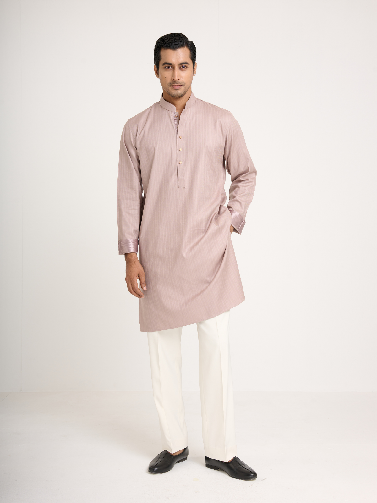 Mauve Self Print Kurta
