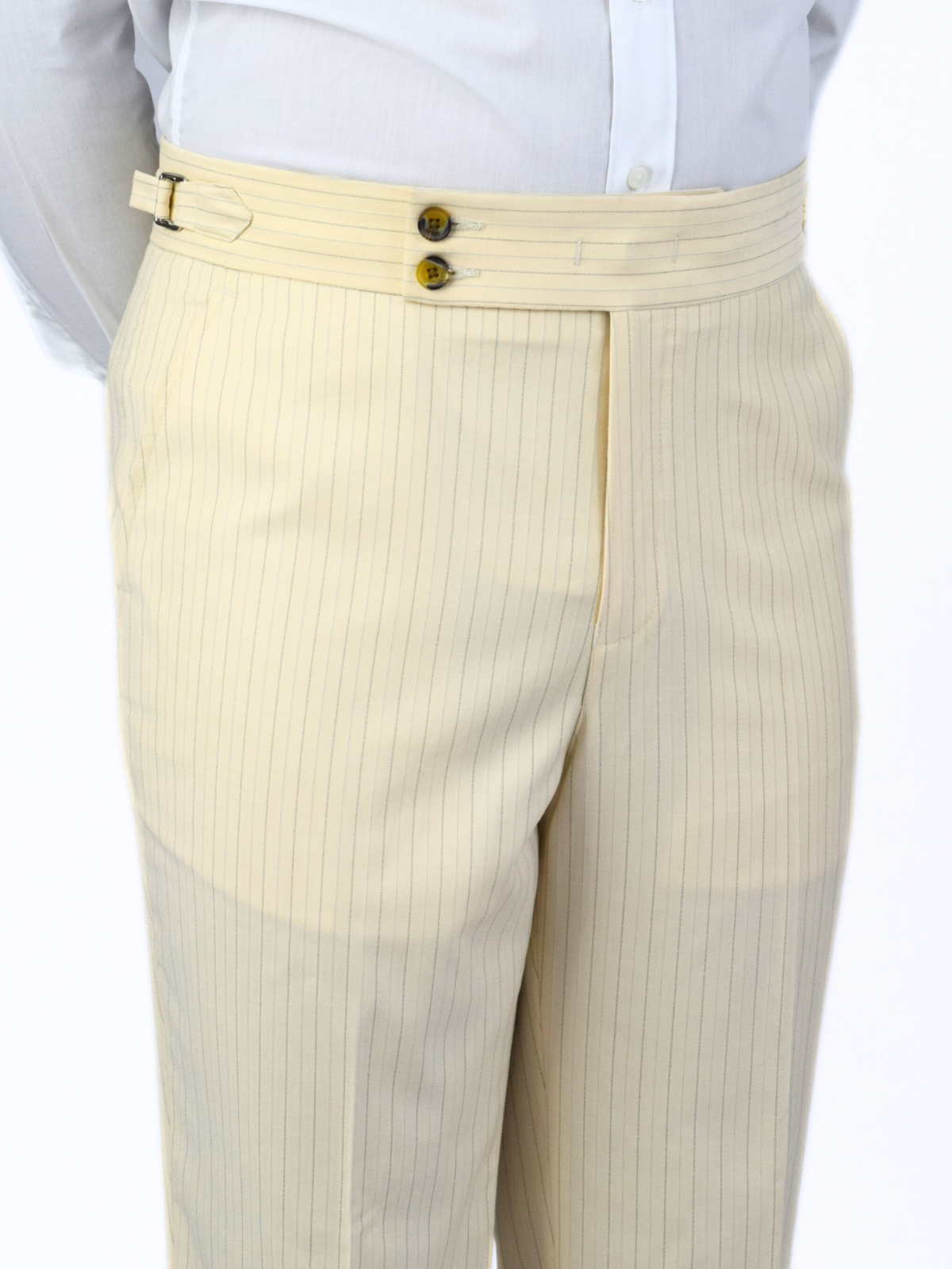 Beige Striped Formal Trousers