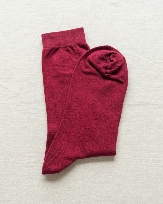 Solid Cotton Socks – Deep Crimson