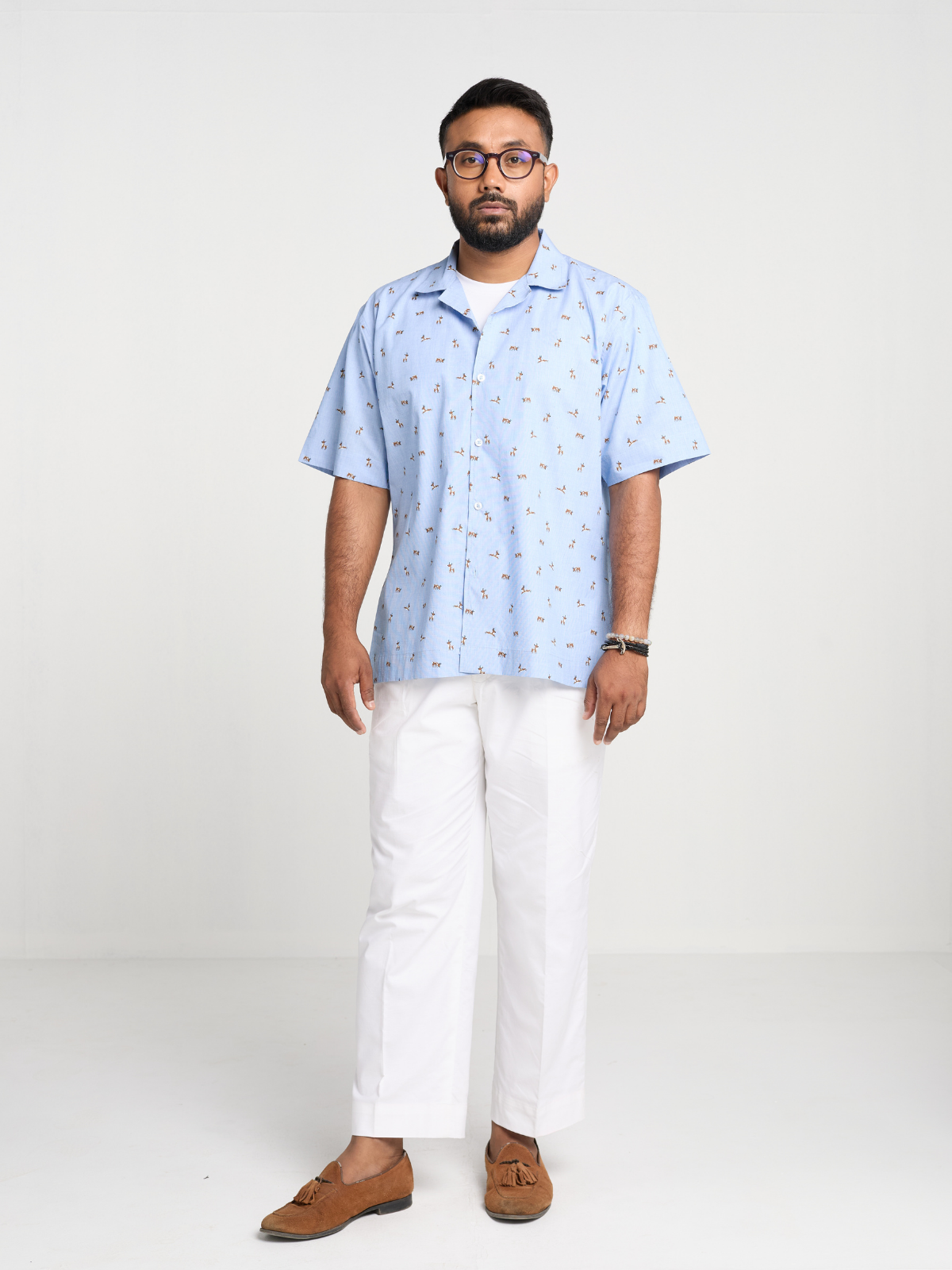 Sky Animal Print Cuban Shirt