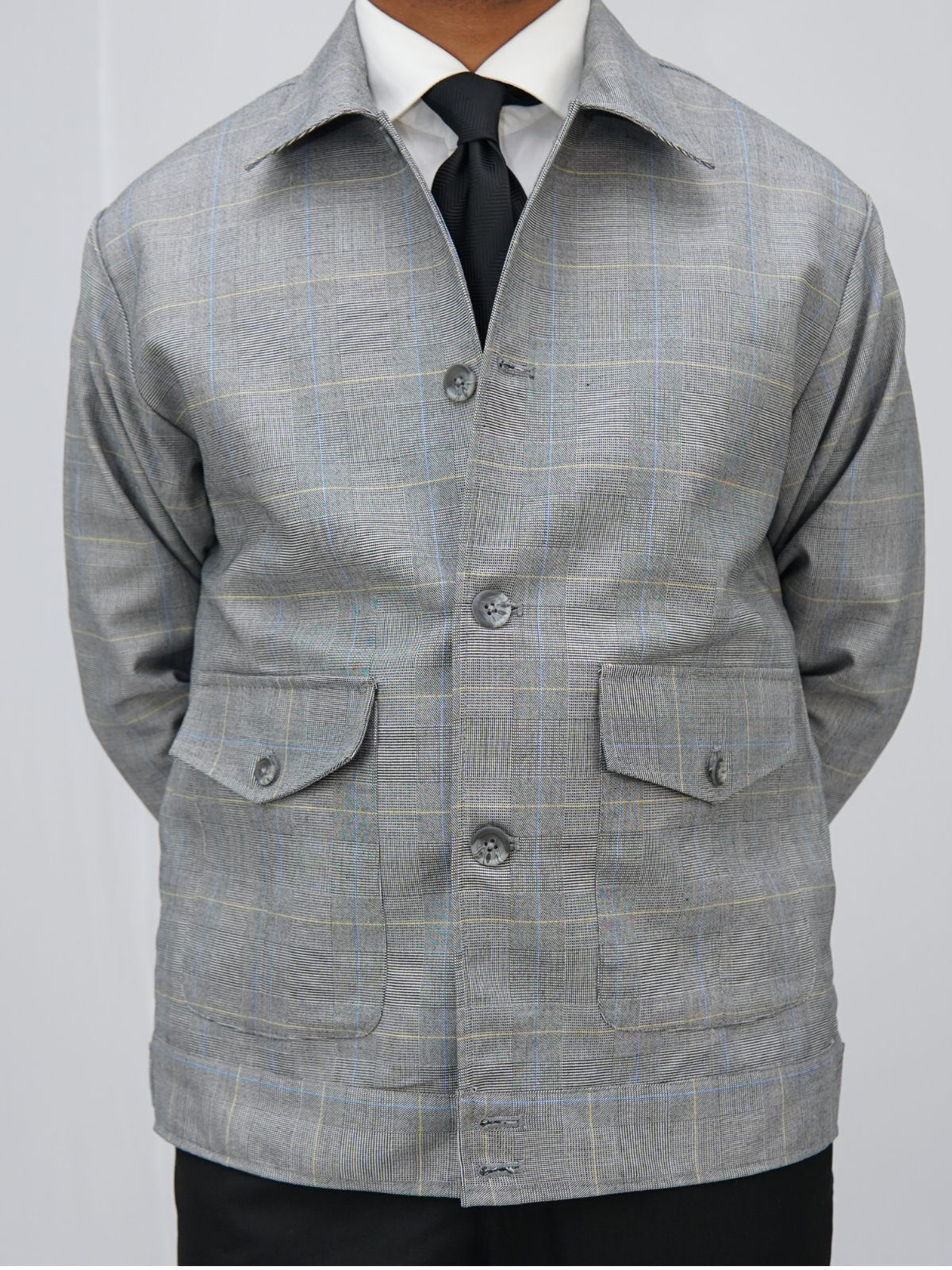 Light Grey Check Bomber Jacket