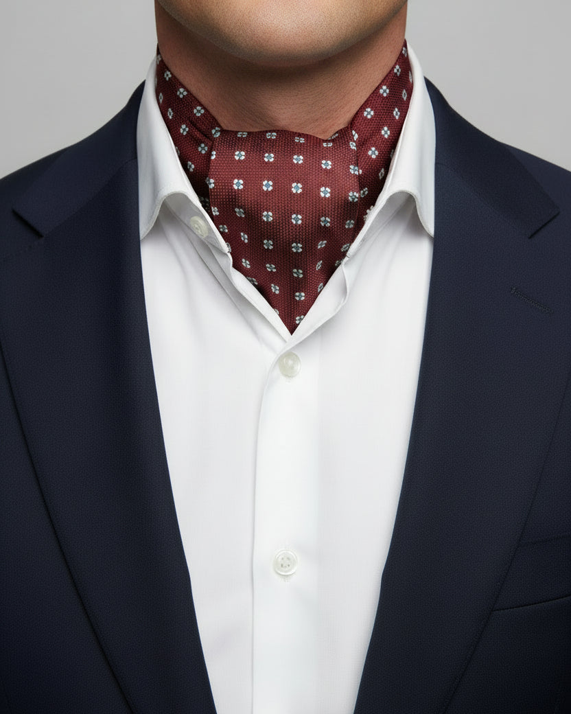 Burgundy Micro-Motif Ascot