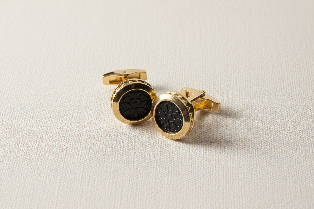 Midnight Mosaic Cufflinks – Gold & Black
