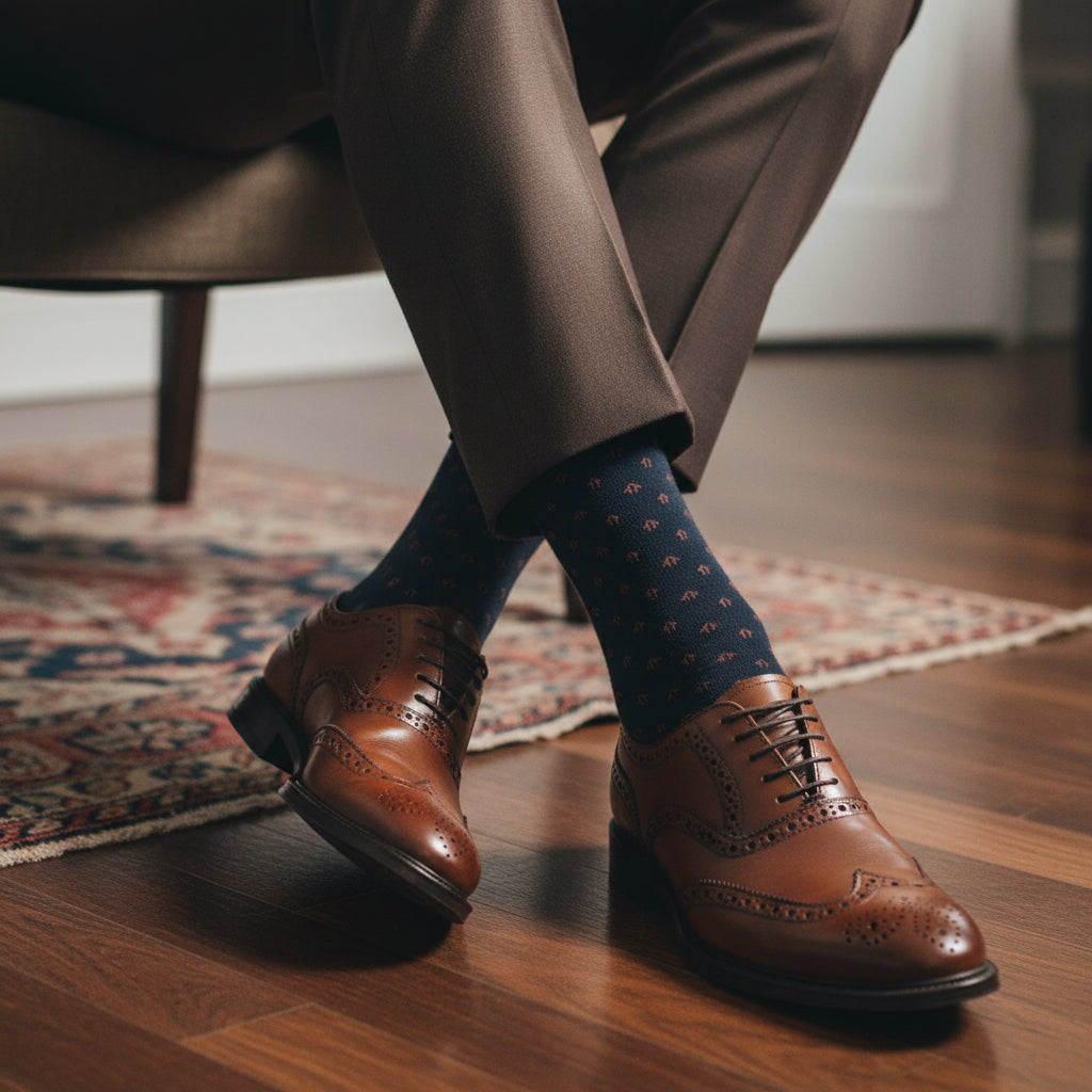 Navy Heritage Dot Dress Socks