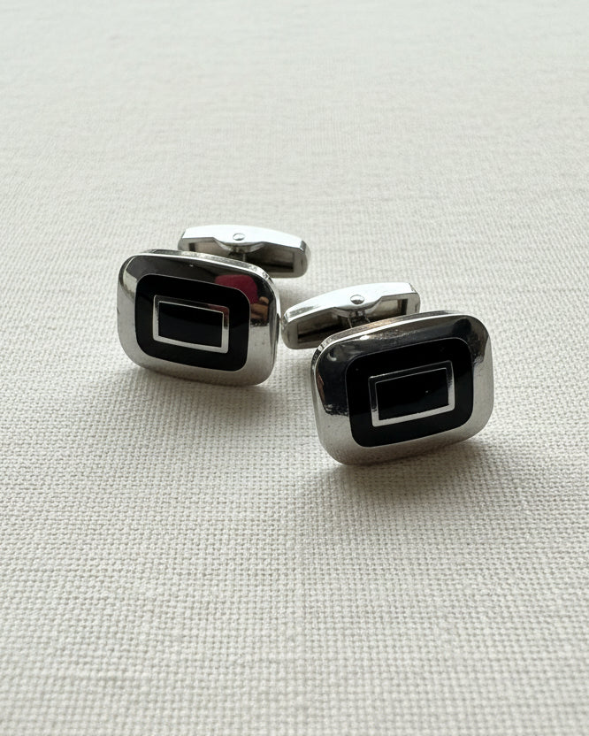 Noir Frame Cufflinks – Silver & Black