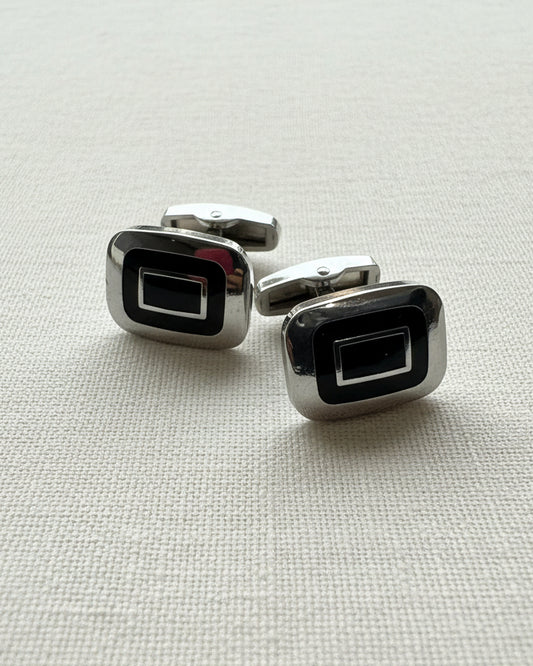 Noir Frame Cufflinks – Silver & Black
