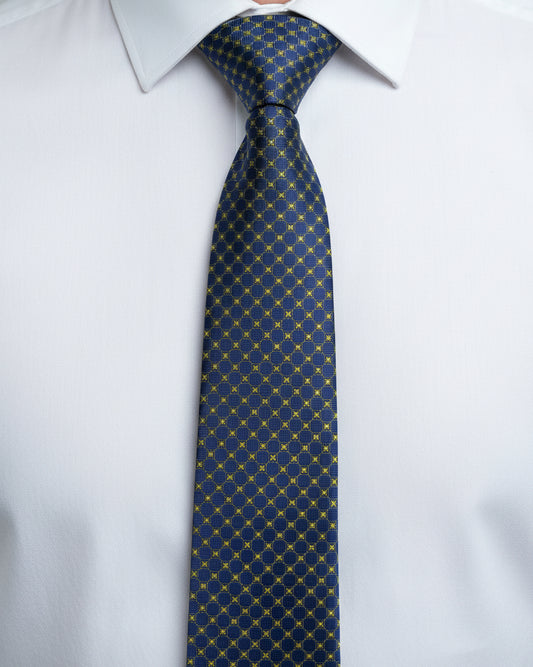 Navy Geometric Silk Tie