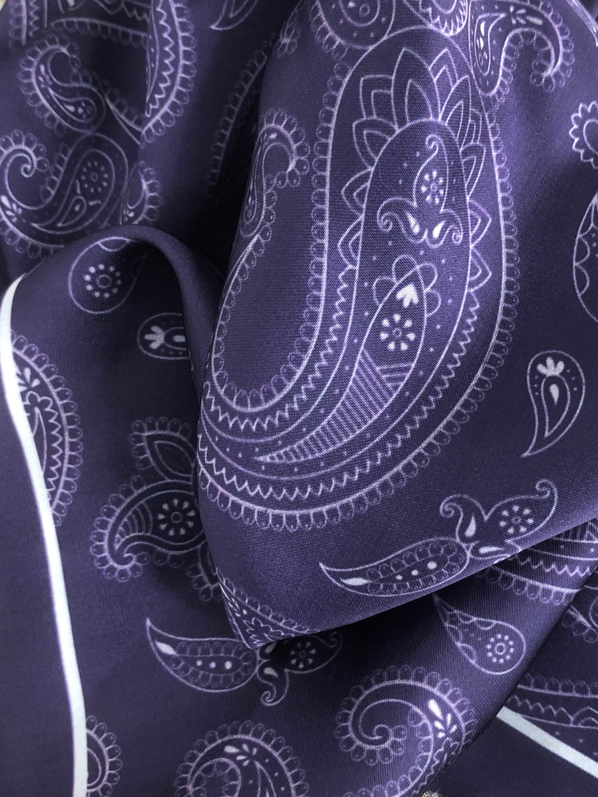 Violet with Heavy White Paisley Silk Pocket Square