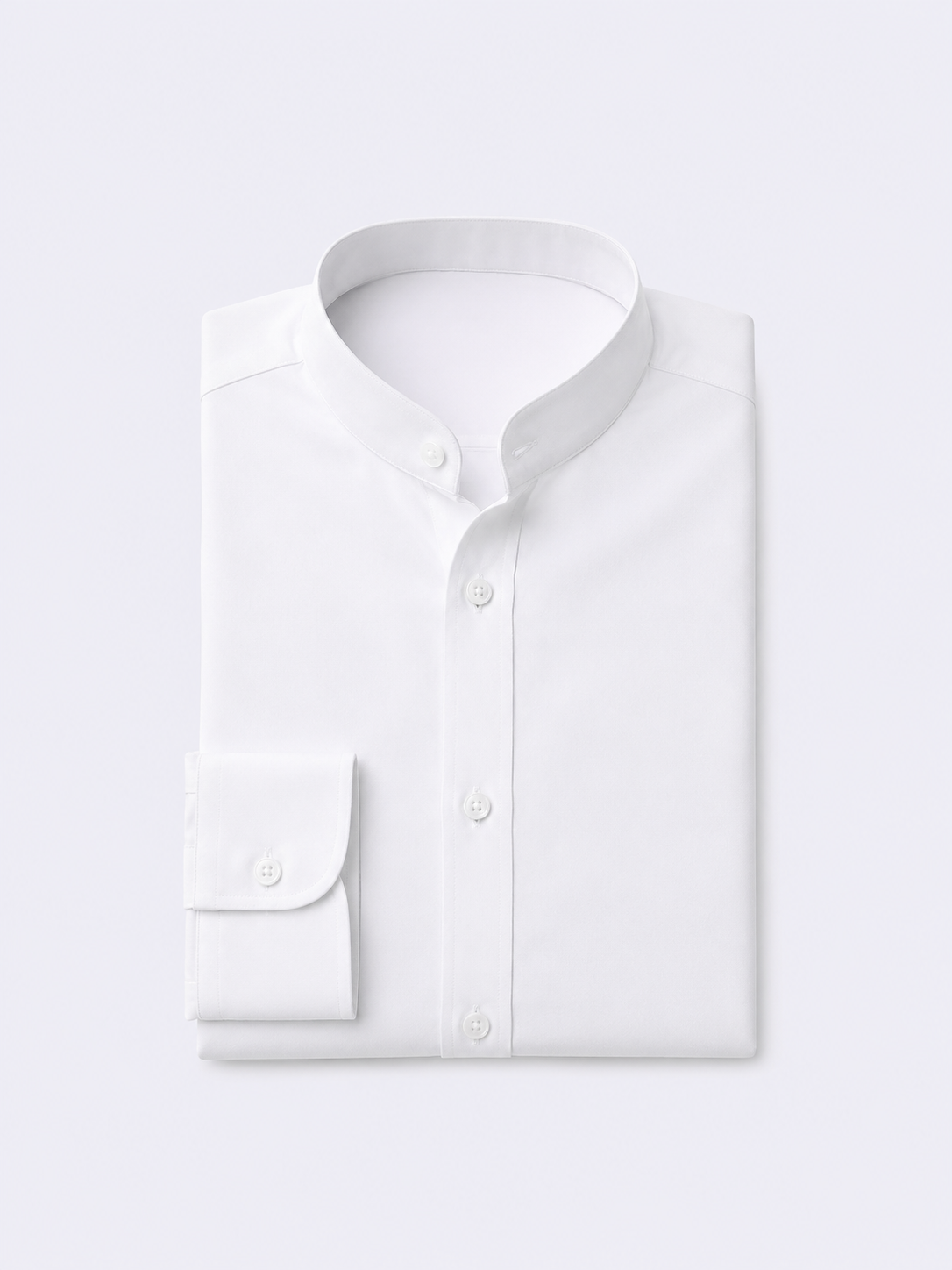 Band Collar White Formal Shirt