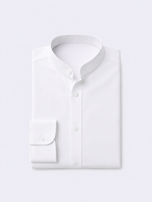 Band Collar White Formal Shirt