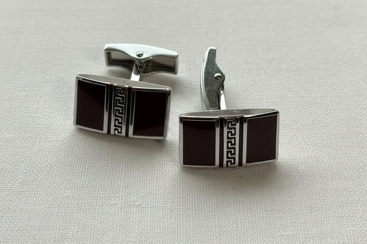Burgundy Helix Cufflinks – Silver & Wine