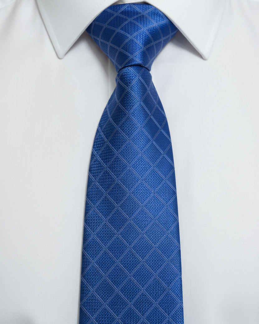 Royal Blue Windowpane Silk Tie