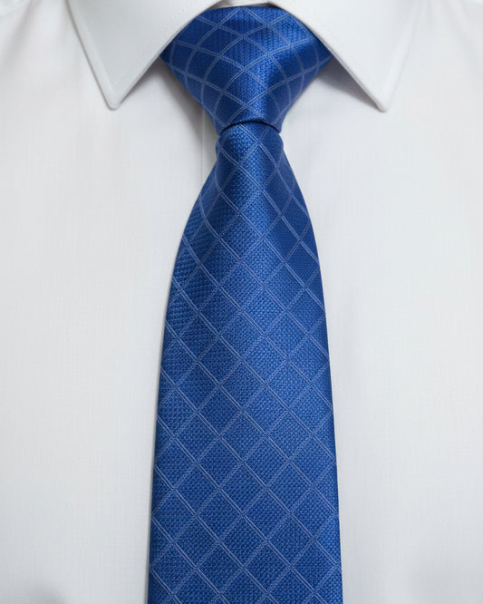 Royal Blue Windowpane Silk Tie