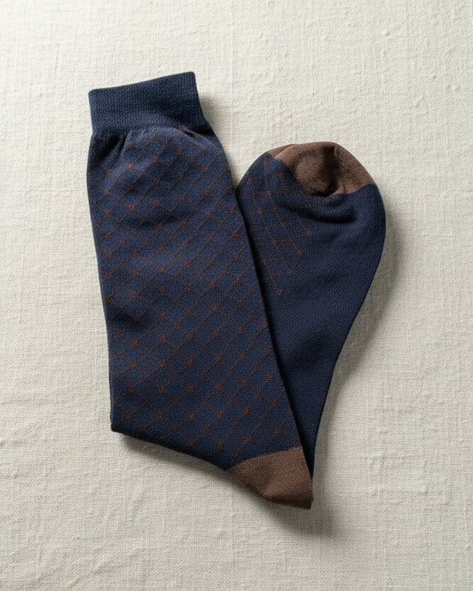 Diamond Pattern Cotton Socks – Deep Navy