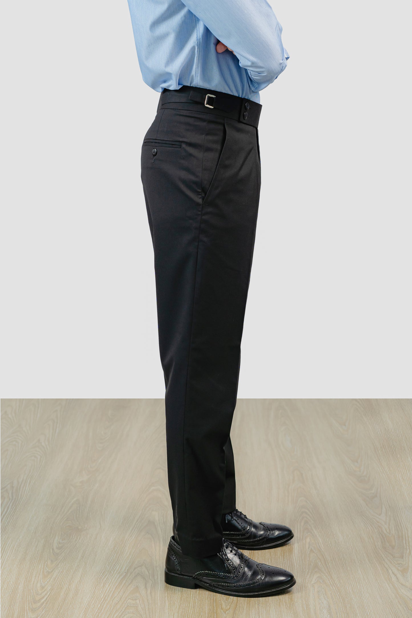 Black Side Adjustable Formal Trousers