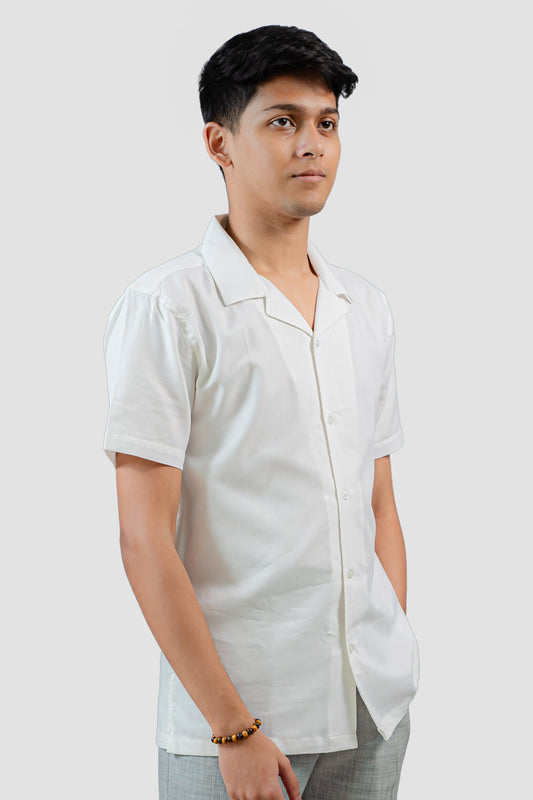 White Cuban Half Shirt