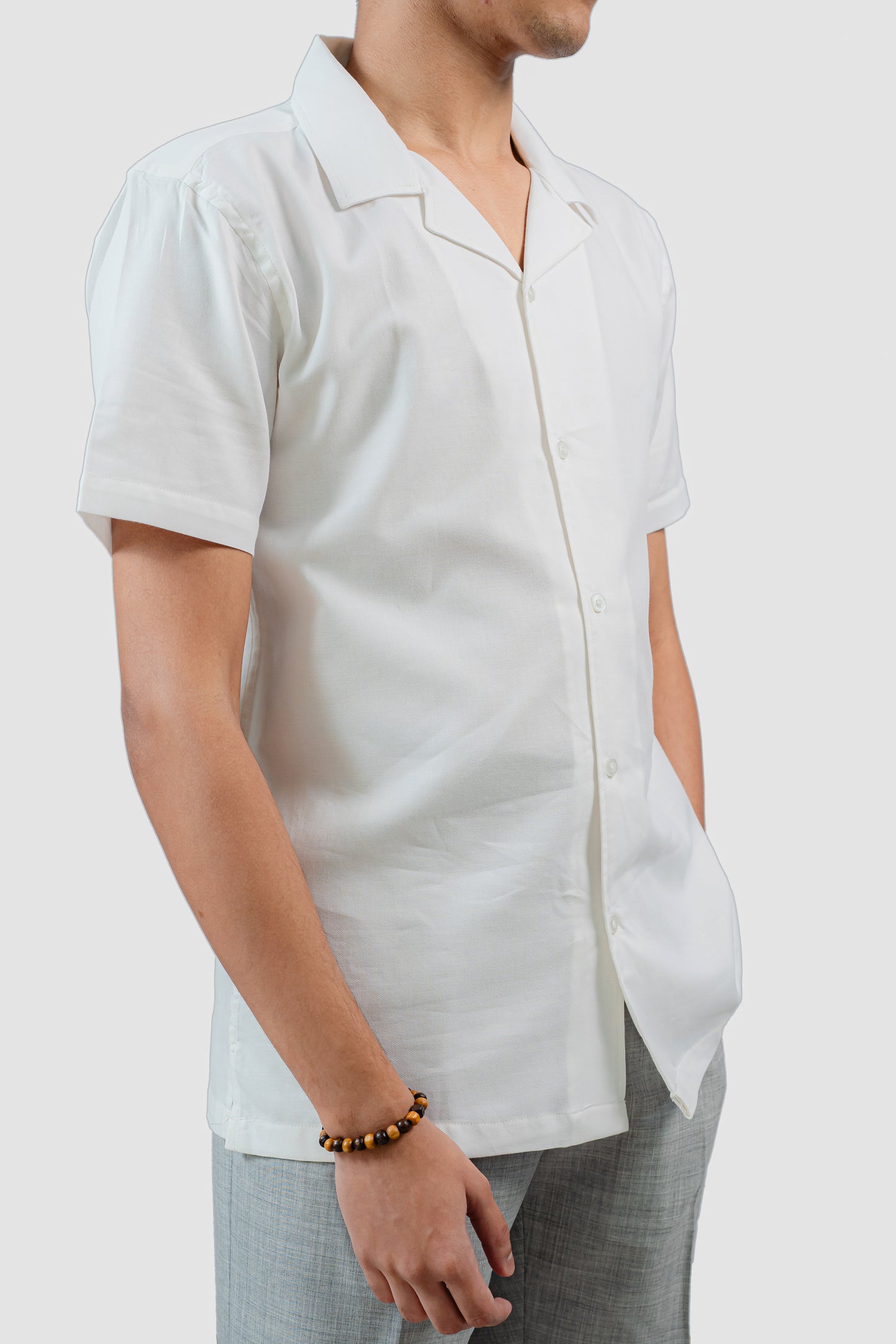 White Cuban Half Shirt