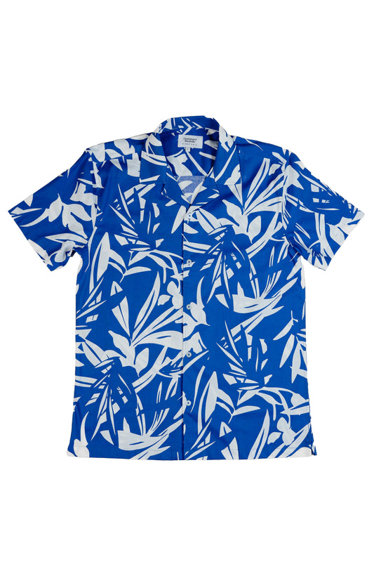 Blue Floral Cuban Half Shirt