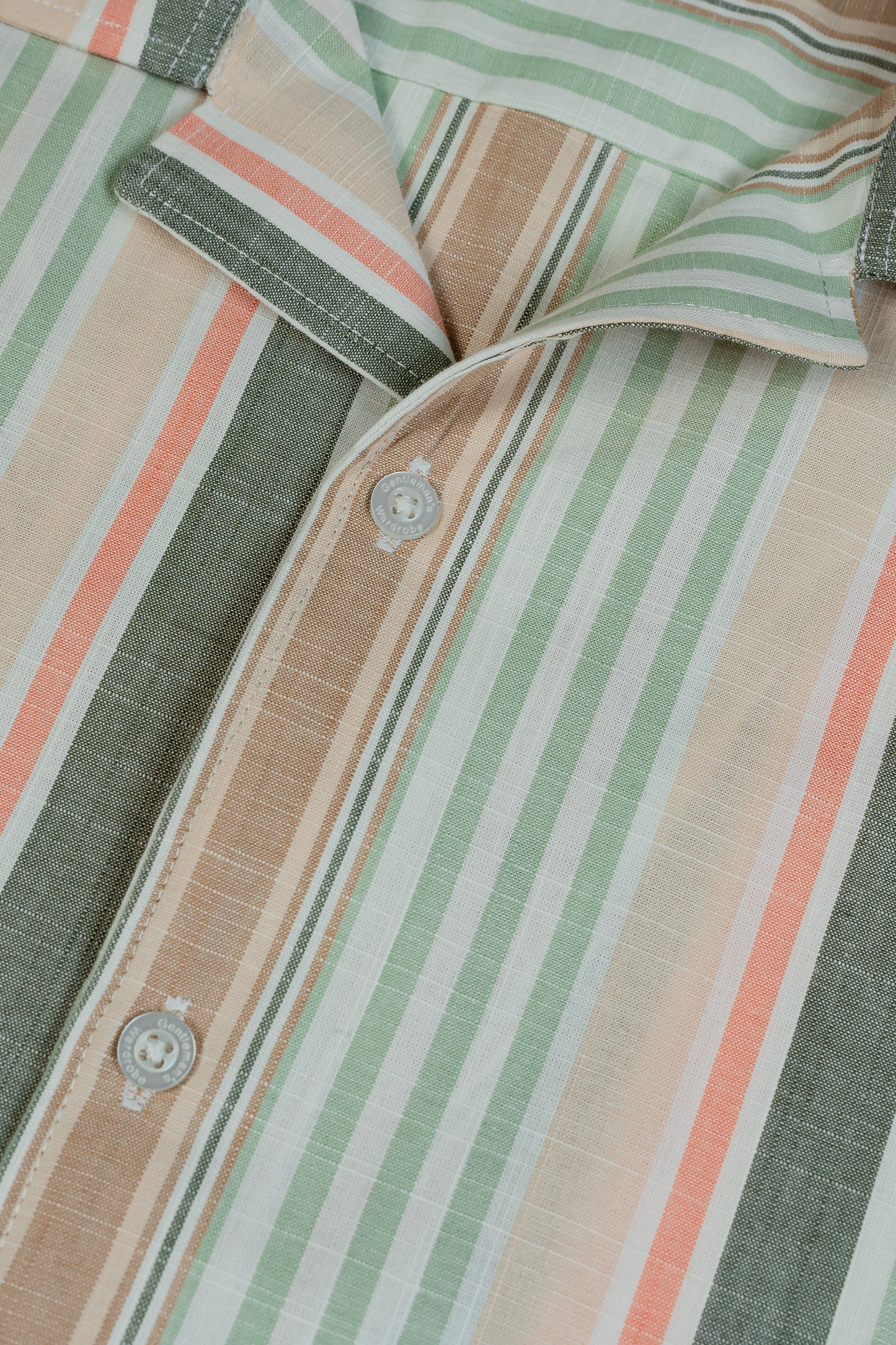 Beige Multi Stripe Cuban Half Shirt