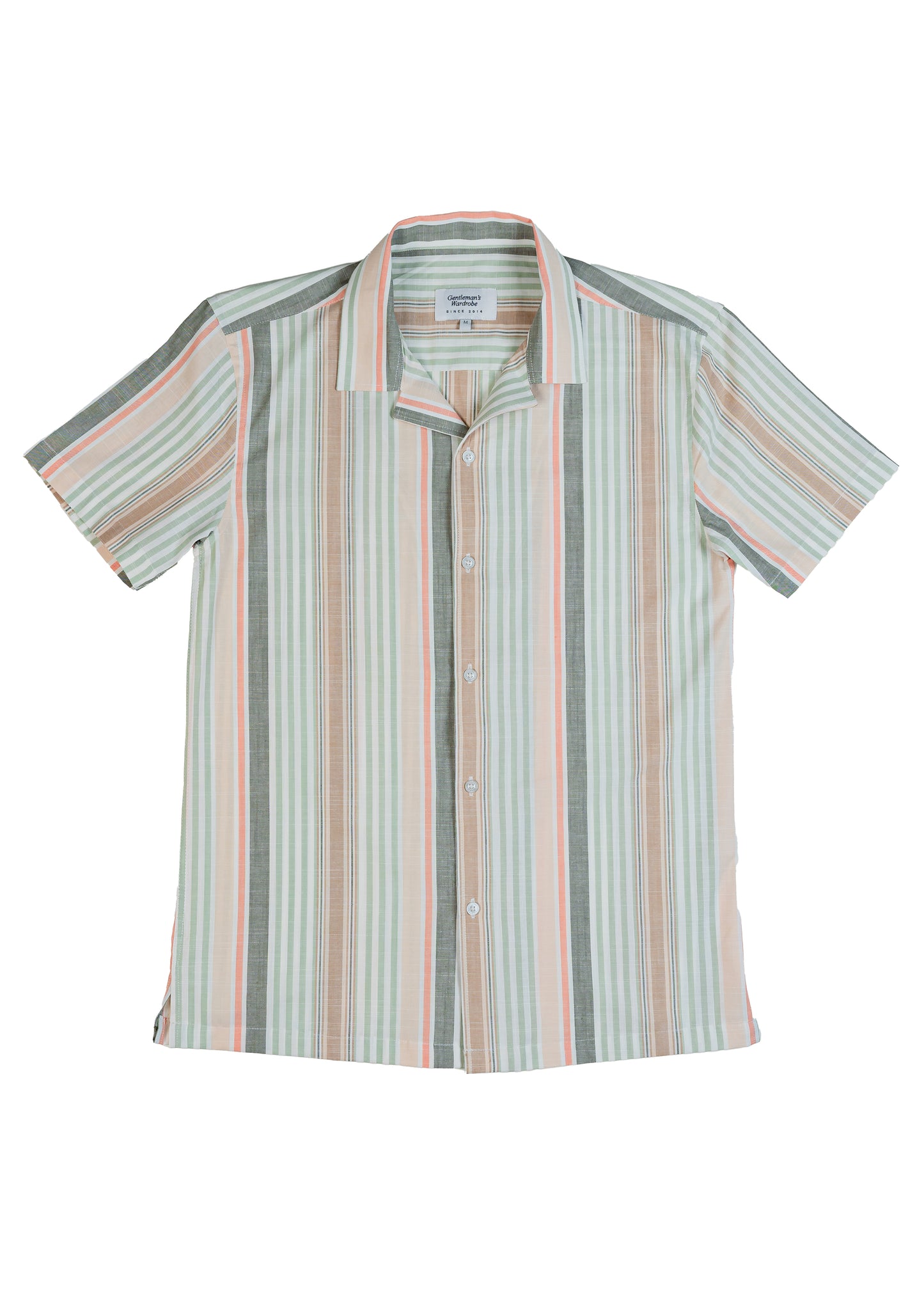 Beige Multi Stripe Cuban Half Shirt