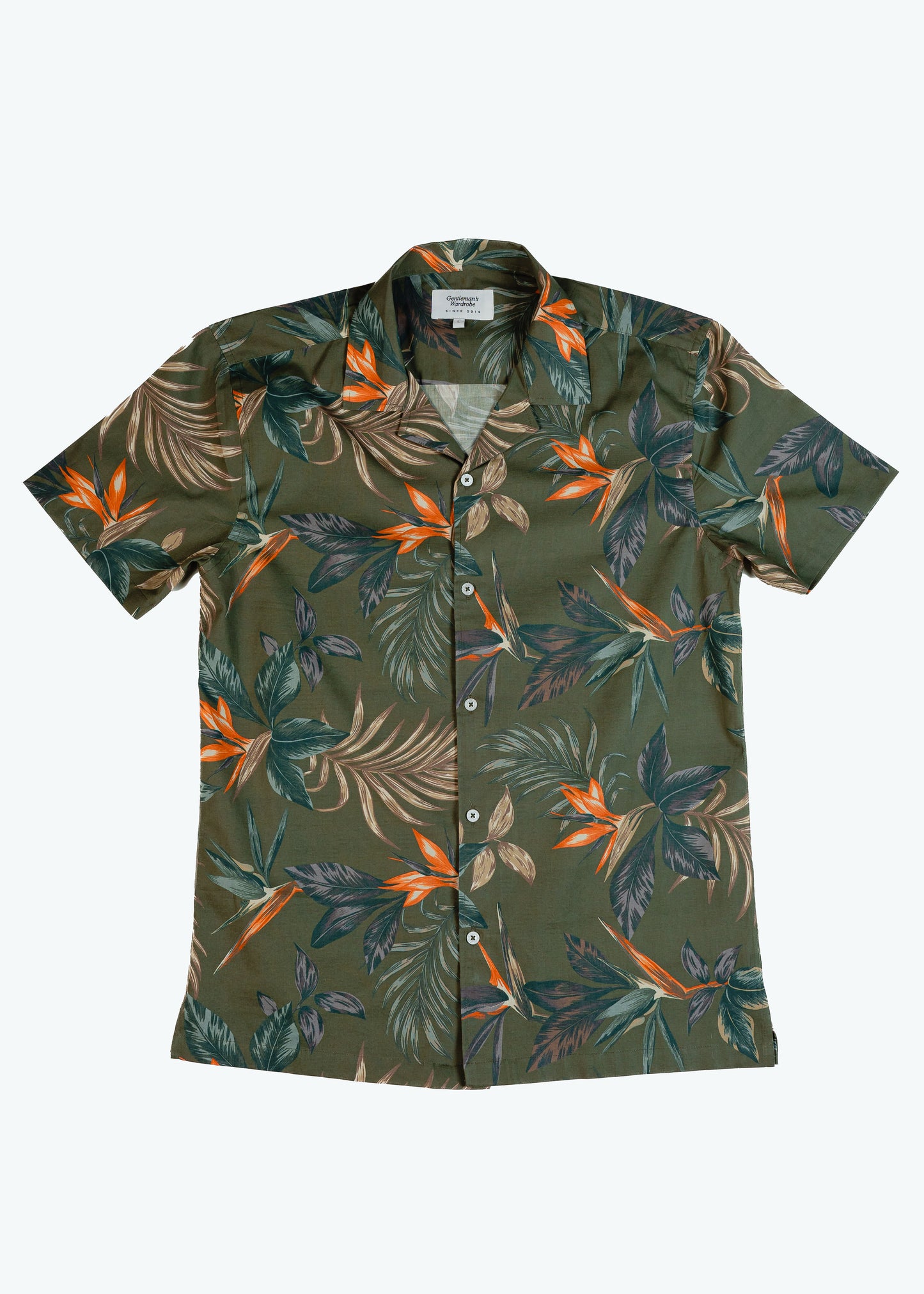 Olive Floral Cuban Half Shirt