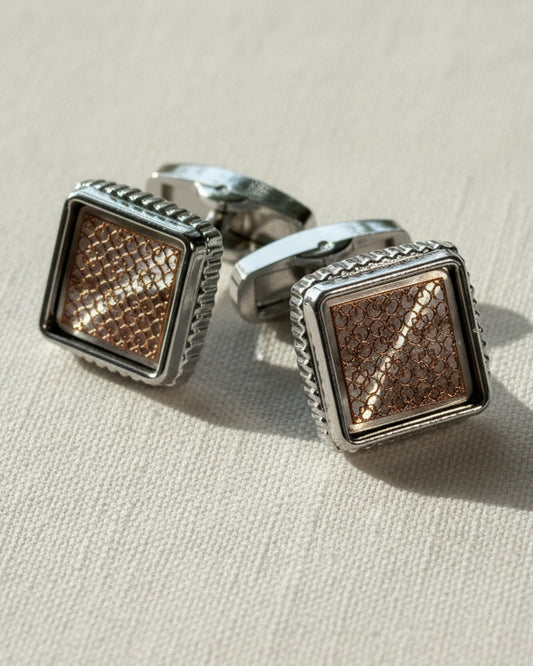 Amber Mesh Cufflinks – Silver & Copper