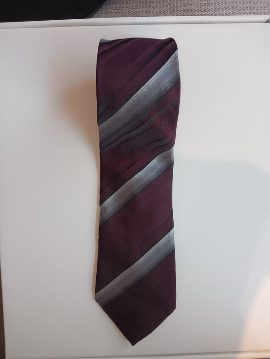 maroon & grey strip tie