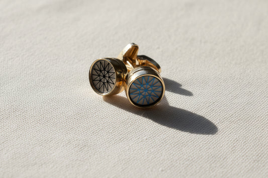 Azure Star Cufflinks – Gold & Ivory