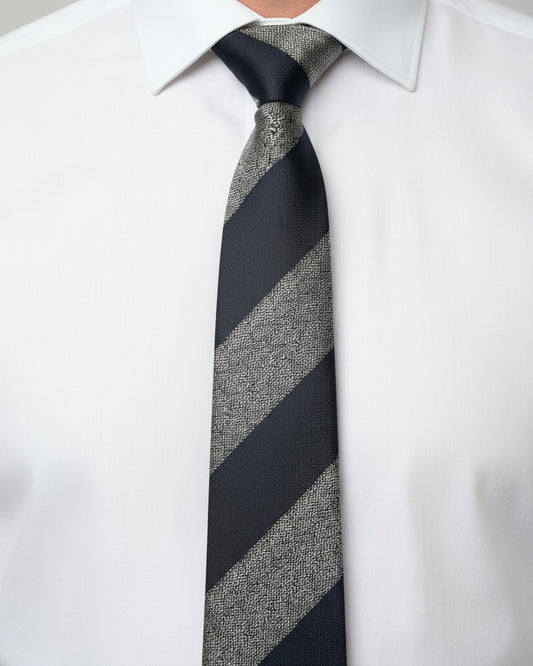 Navy Ash Textured Stripe Tie