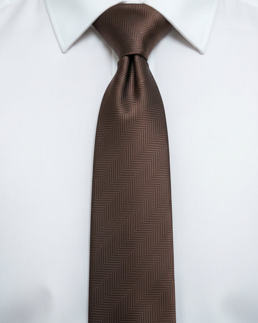 Walnut Brown Chevron Silk Tie