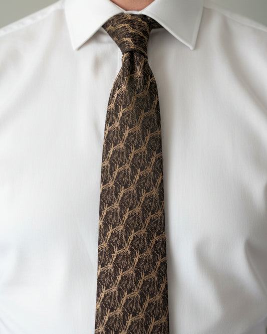 Cocoa Abstract Weave Tie