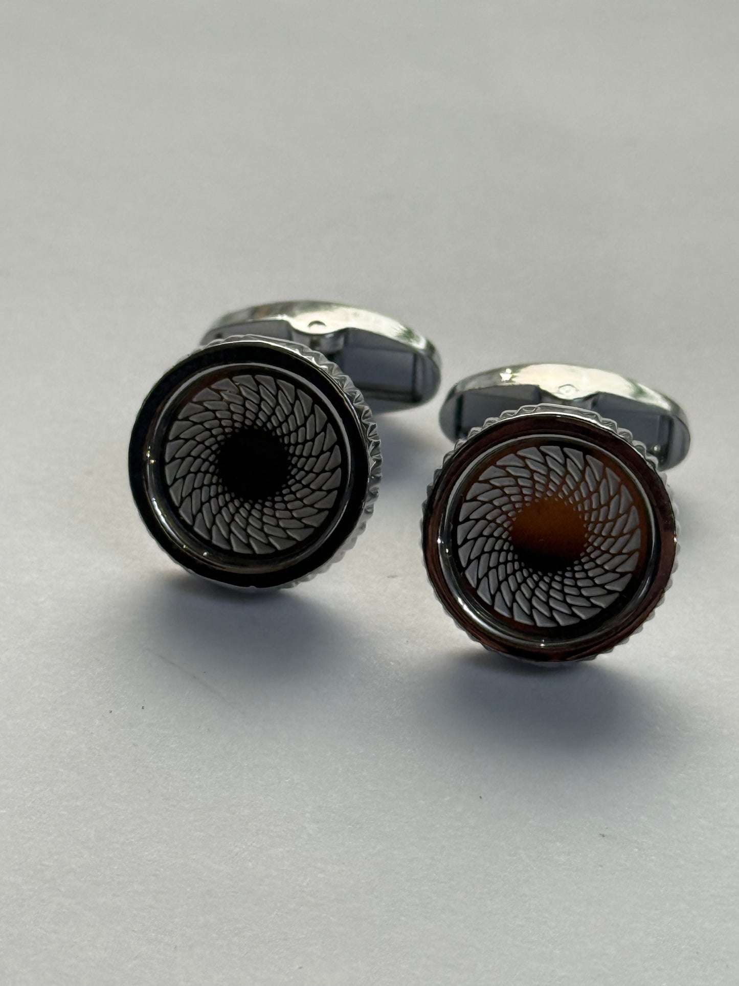 Noir Spiral Cufflinks – Silver & Black