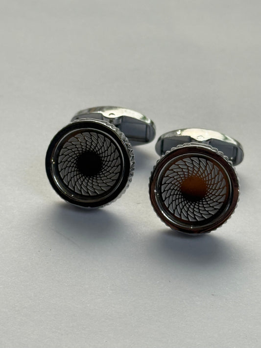 Noir Spiral Cufflinks – Silver & Black