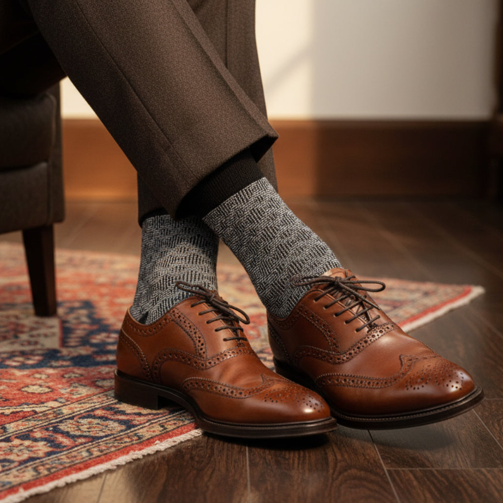 Geometric Monochrome Dress Socks