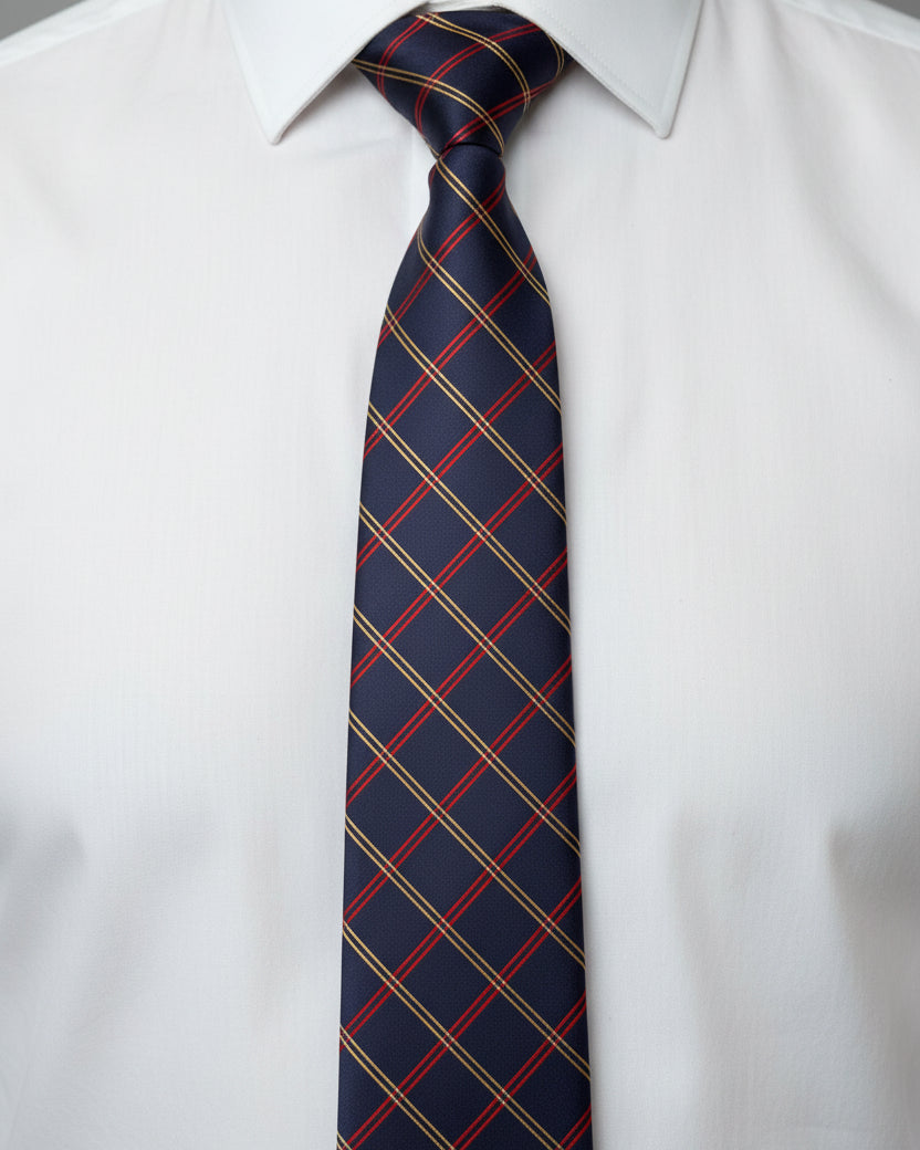 Navy Windsor Windowpane Tie
