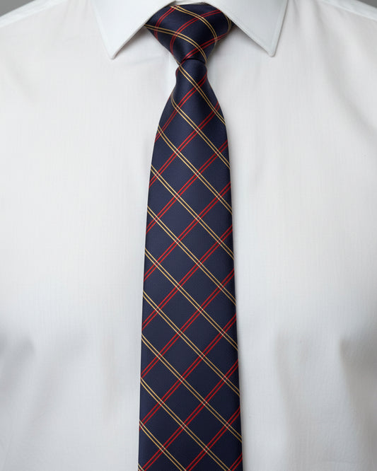 Navy Windsor Windowpane Tie