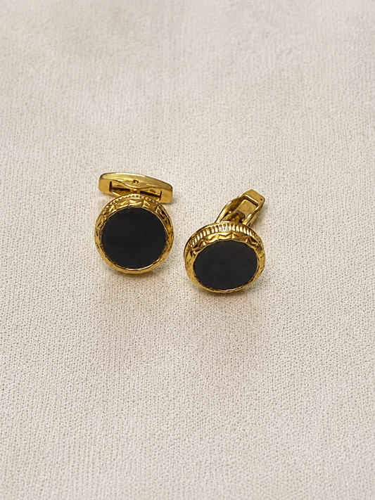 Regent Black Medallion Cufflinks