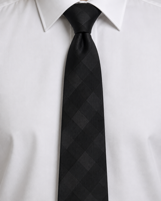 Shadow Check Tie – Black