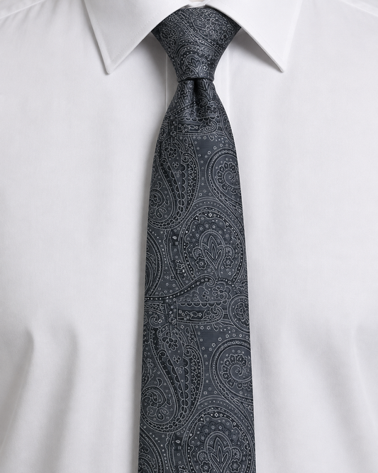 Charcoal Paisley Tie – Grey