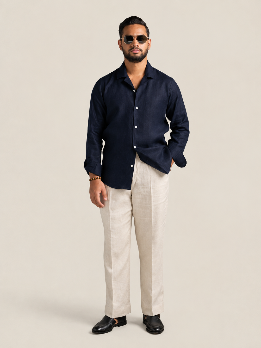 Navy full sleeve cuban shirt