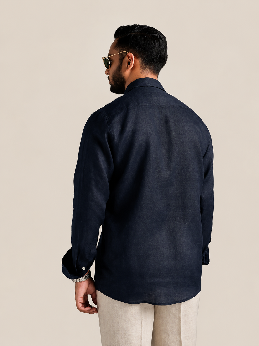 Navy full sleeve cuban shirt
