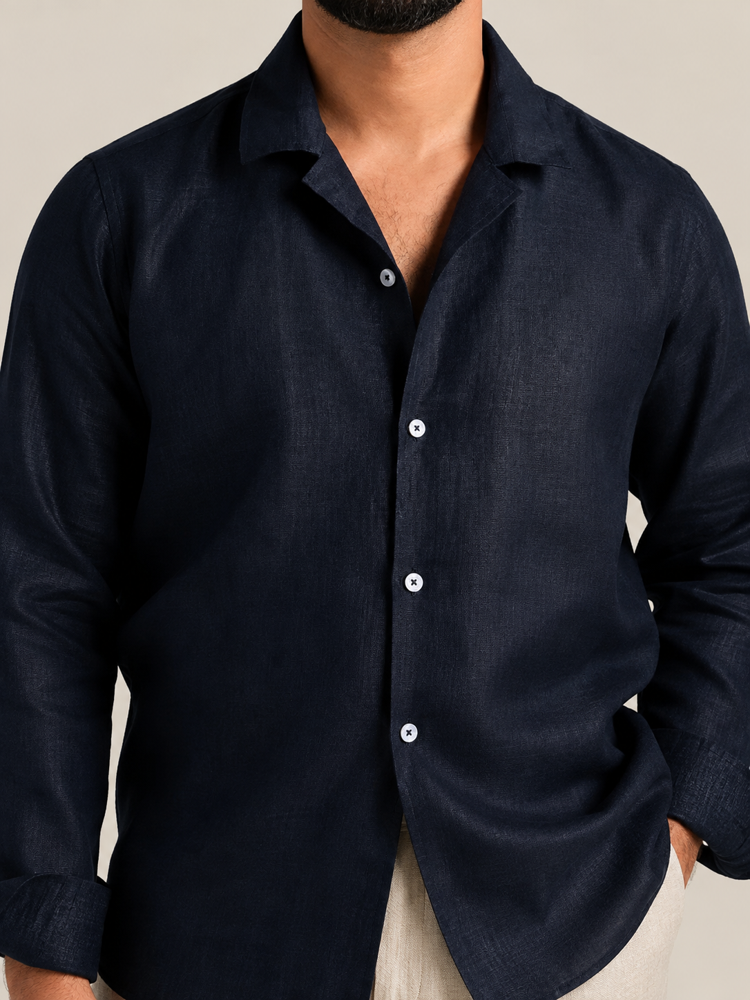 Navy full sleeve cuban shirt