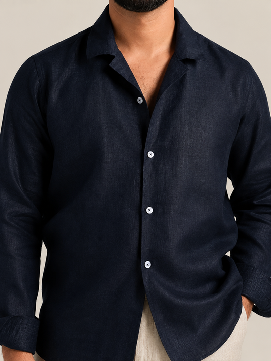 Navy full sleeve cuban shirt