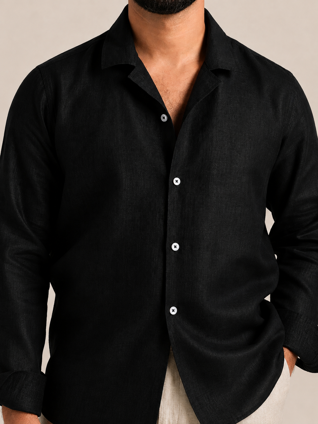 Black full sleeve cuban