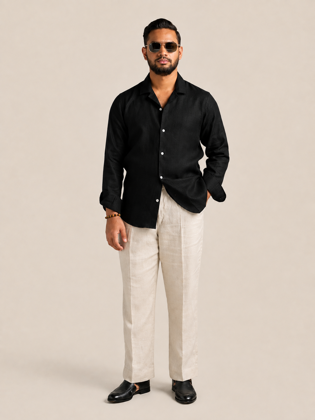 Black full sleeve cuban