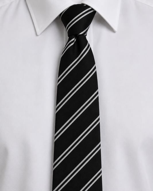 Regent Black Double-Stripe Tie